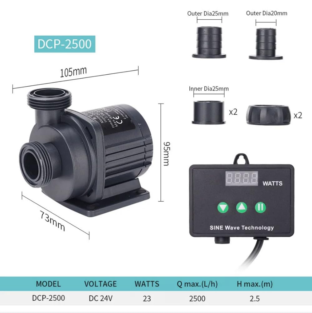 Jebao DCP-2500 Sine Wave Return Pump, 23W, 2500L/H, 105x73x95MM
